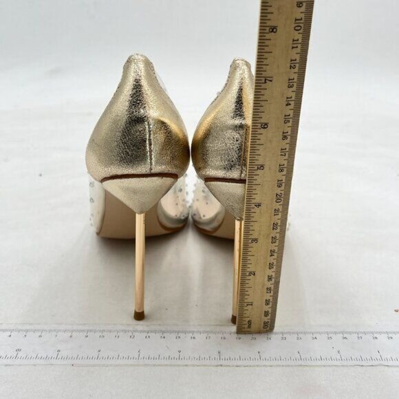 FSJ Gold Studded Pointed Toe Transparent Pumps High Heels Shoes - Picture 5 of 8